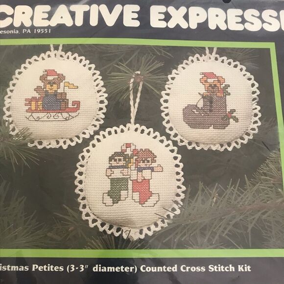 Vintage 1983 Creative Expressions Christmas Counted Cross Stitch Kit NEW SEALED - Picture 6 of 7